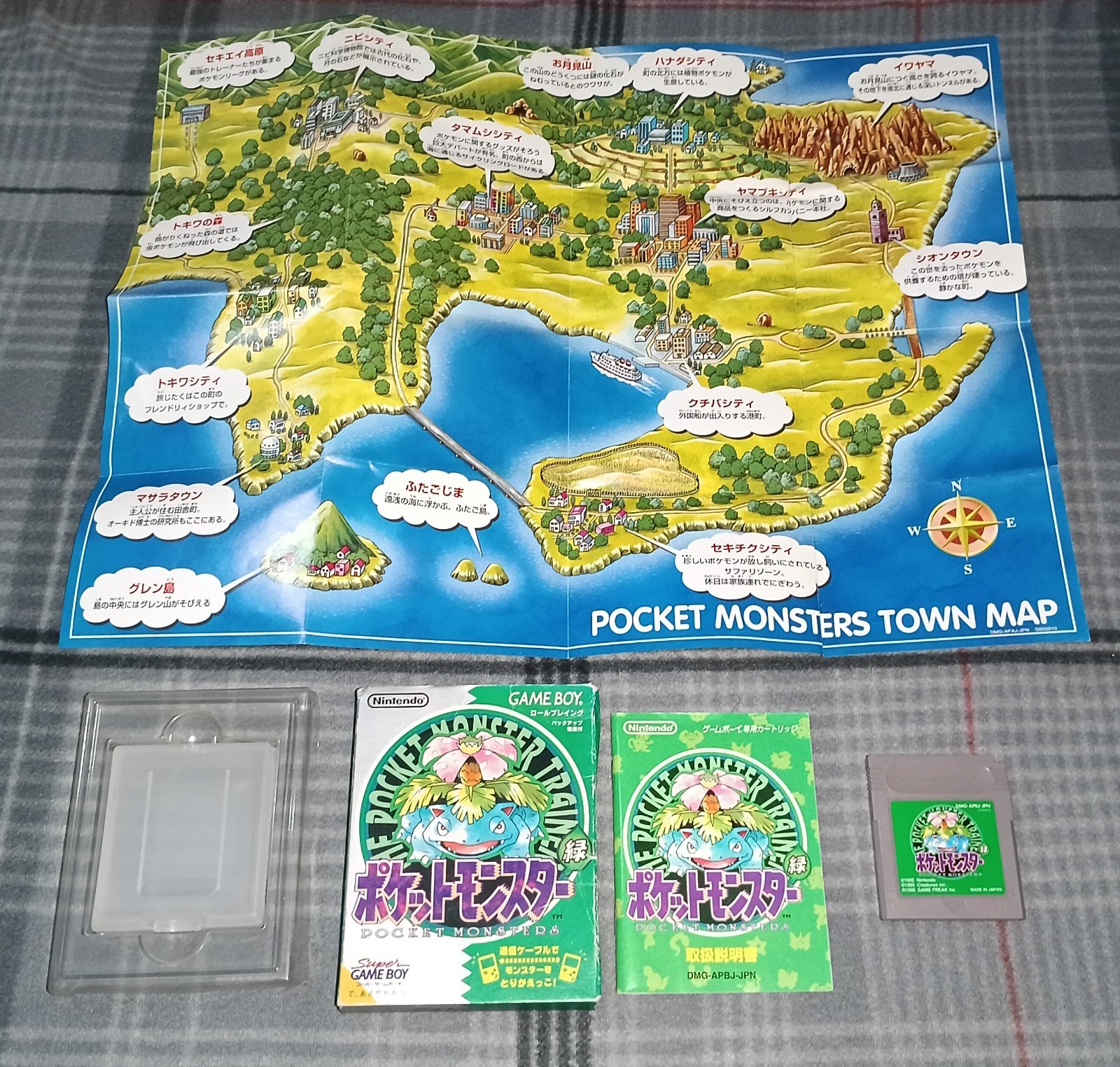 Pokemon Green Version CIB Japanese Nintendo Game Boy. Tested. Free Shipping GB