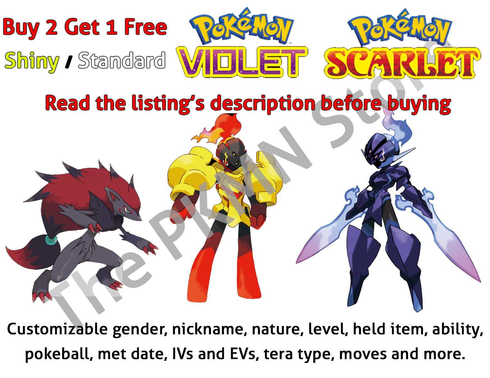 Pokemon Violet Scarlet Zoroark Armarouge Ceruledge Shiny Max IV EV Tera type
