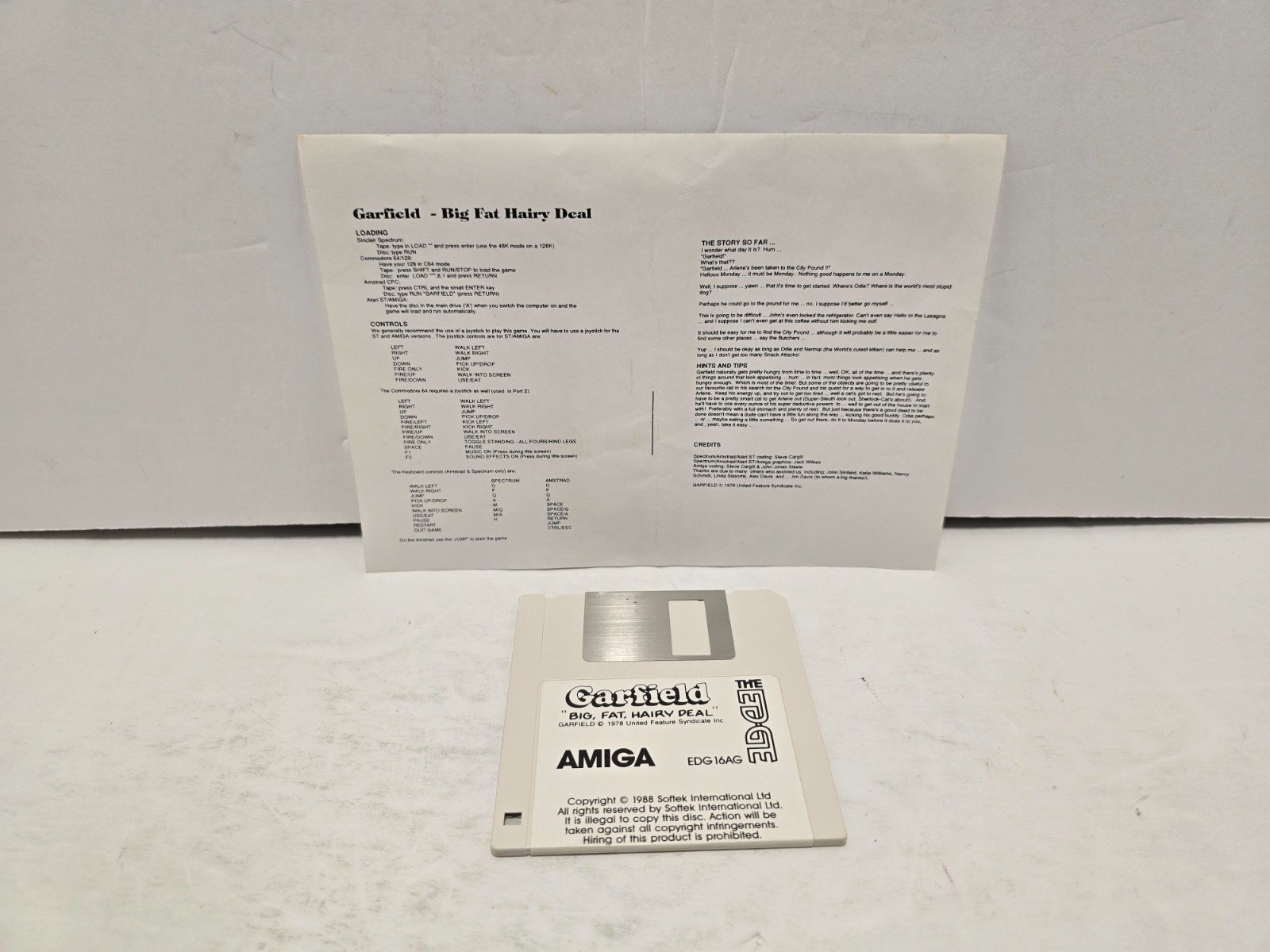 Garfield Big Fat Hairy Deal w/ Manual 3.5″ Commodore Amiga