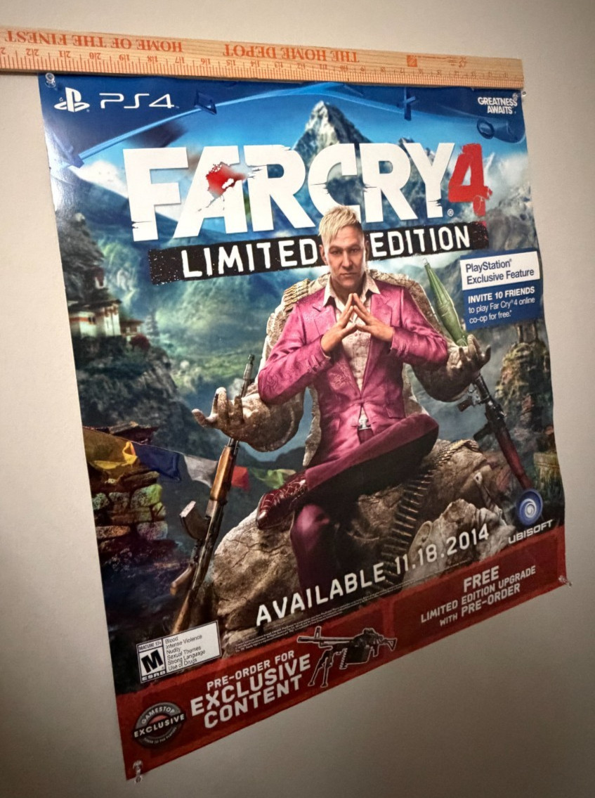 Far Cry 4 Limited Edition PS4 GameStop Promotional Poster 22×25 Ubisoft Rare