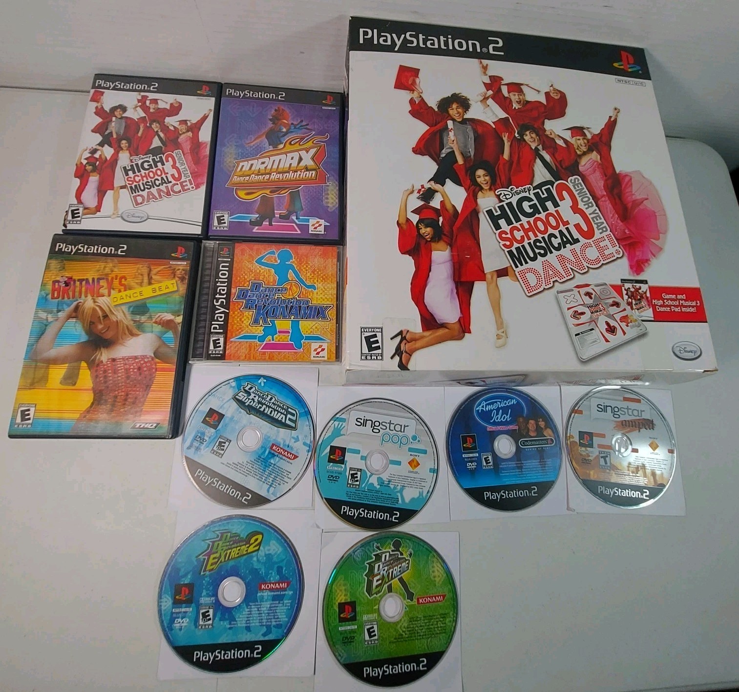 Playstation 2 PS2 Dance Mat & 10 Games Tested & Working READ DDR Revolution Pad