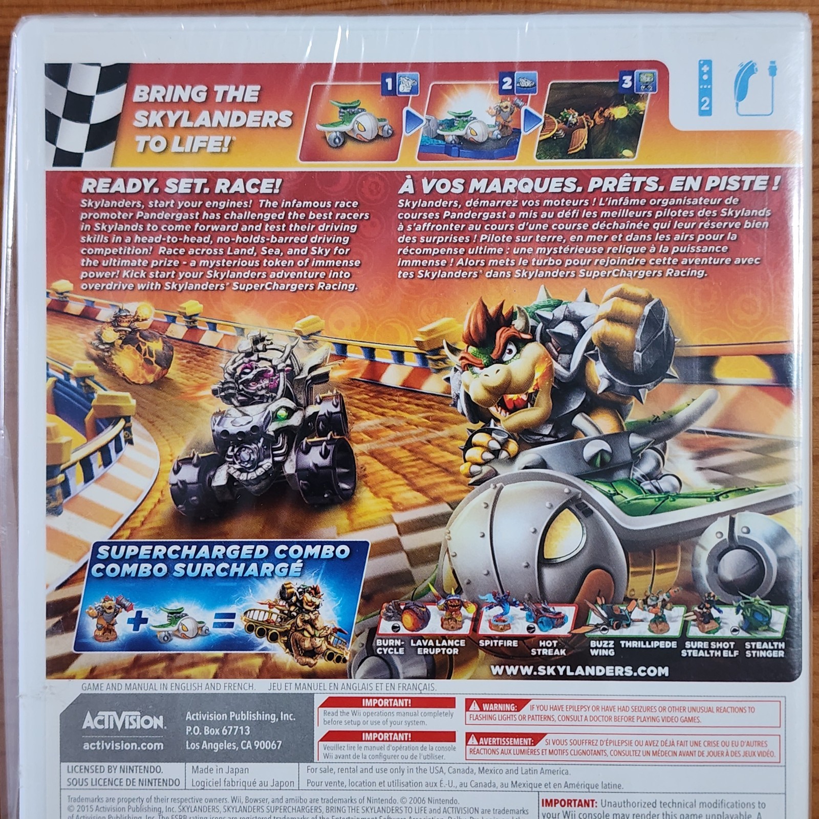 Wii SKYLANDER’S SUPERCHARGERS RACING Game + Supershot Stealth Elf & Stormblade