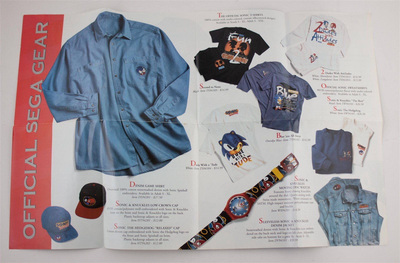 1994 Official Sega Gear Fold Out Poster Insert – Clothing, Shirts, Shorts, Watch
