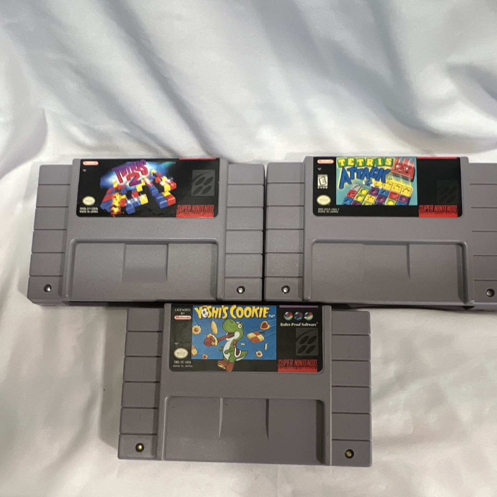 Nintendo Puzzle Game Lot Yoshi’s Cookie Tetris Super Nintendo SNES NTSC-U/C