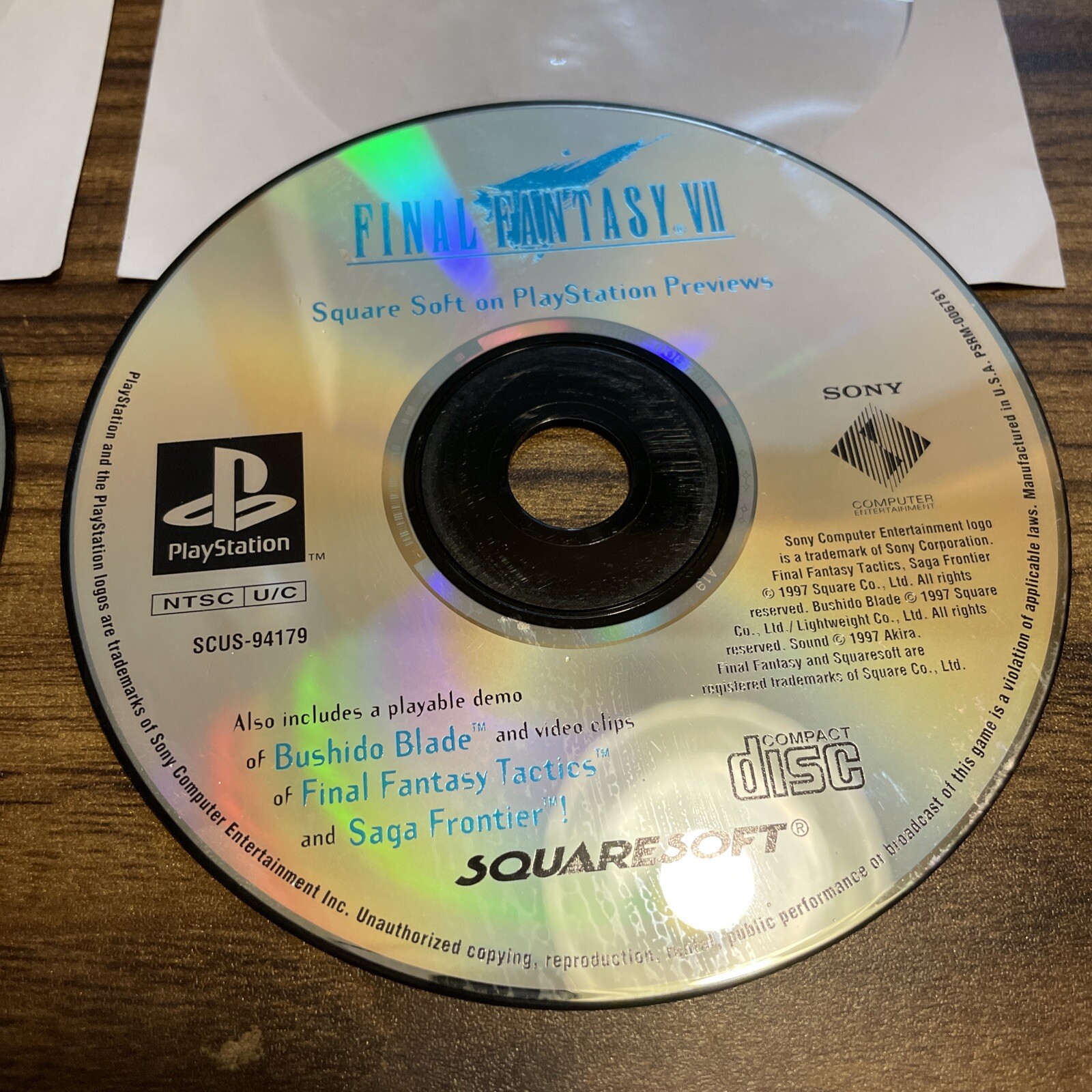 Sony Playstation 1 PS1 Tobal No. 1 Video Game 1996 ** Disc Only With DEMO