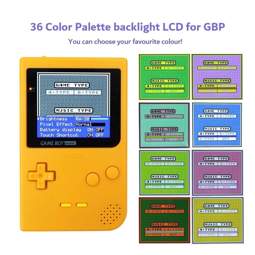Game Boy Pocket Laminated 2.8″ IPS Kit + Shell & USB-C LiPo Battery Gameboy GBP