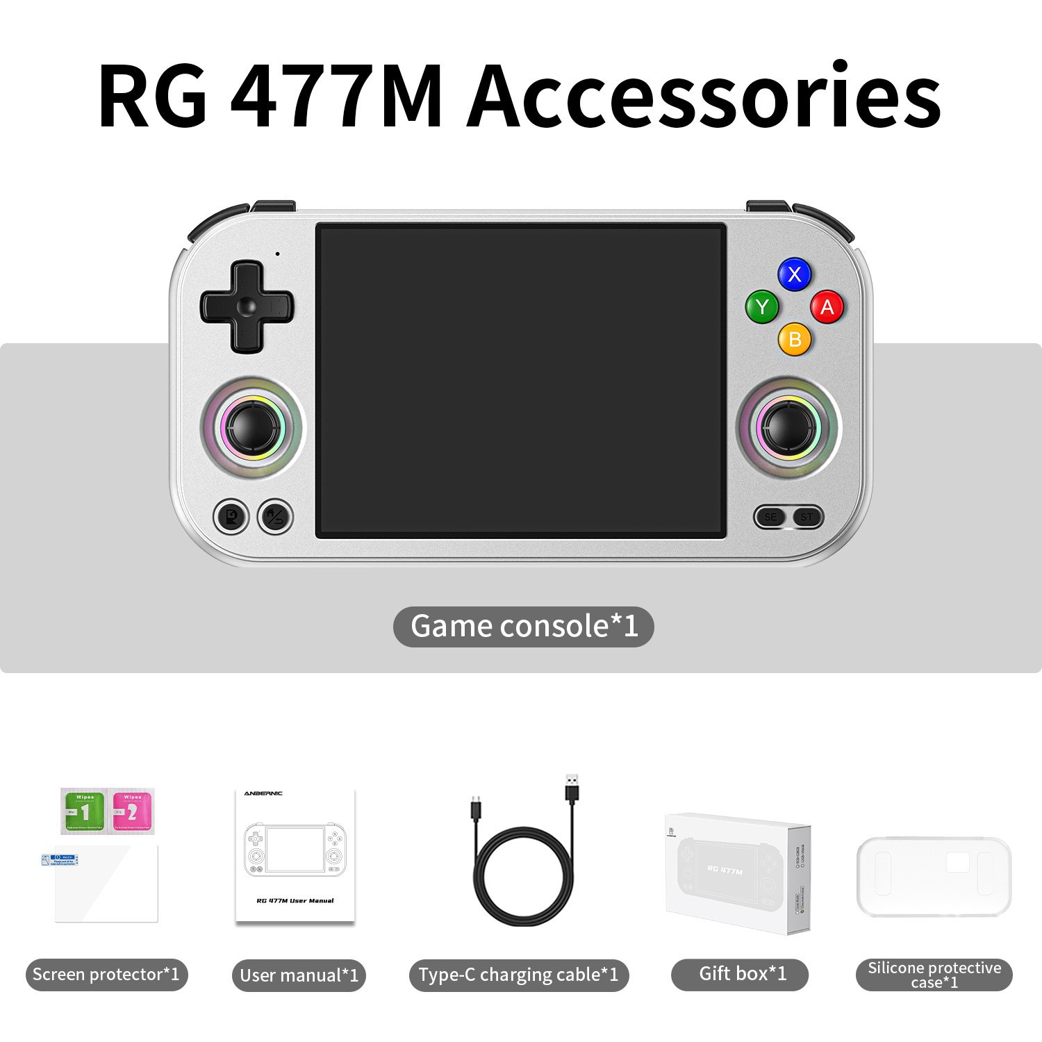 Anboli RG 477M Handheld Game Console 8300mAh Android 14 RG477M 4.7-inch-