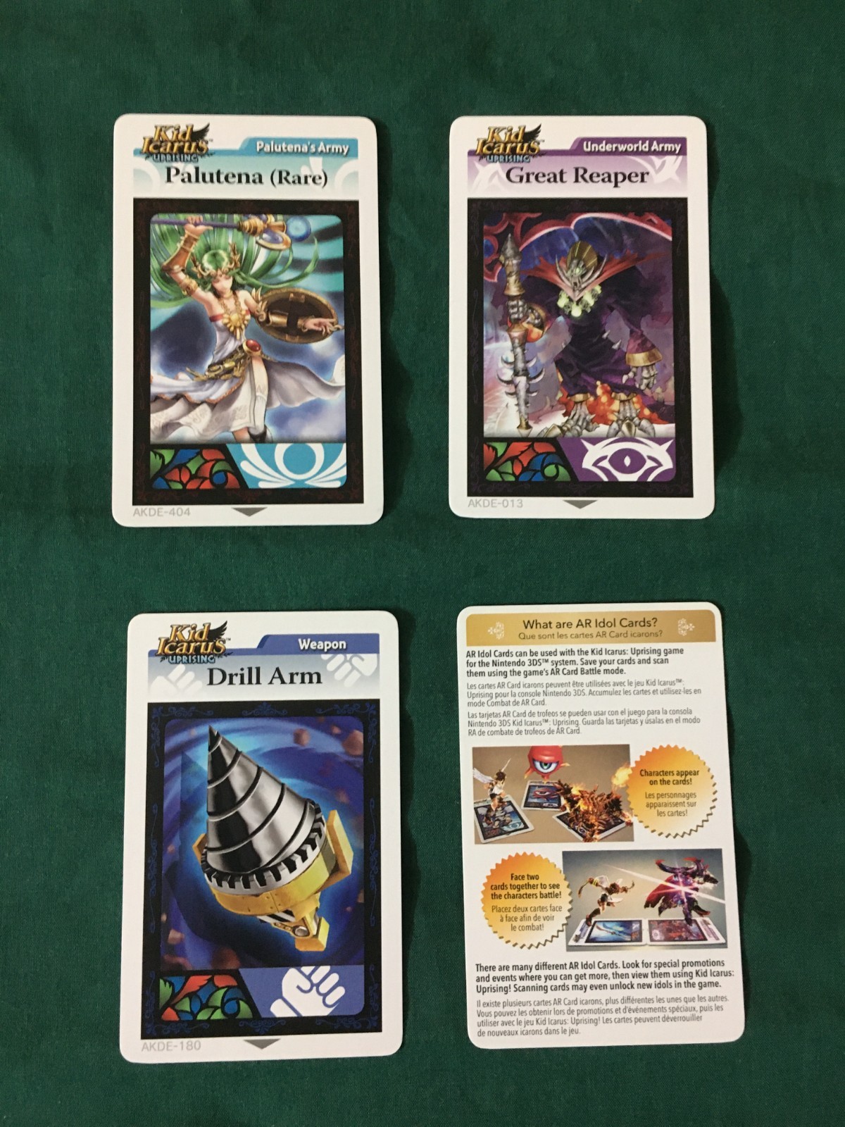 Kid Icarus Uprising 3DS AR Idol Cards Club Nintendo Promo Palutena Rare