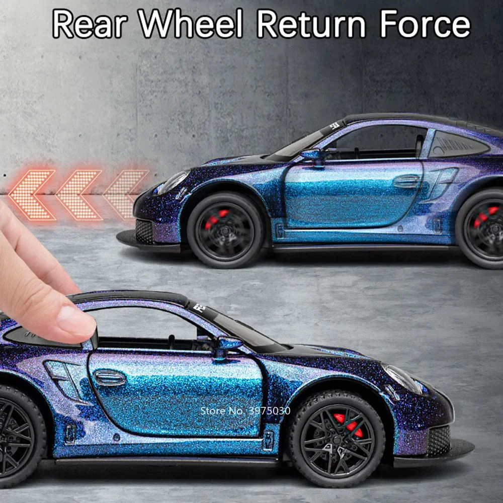 1:32 Alloy Diecast GT3 RS Toys Cars Models Wheel Pull Back 4 Doors Opened Superc
