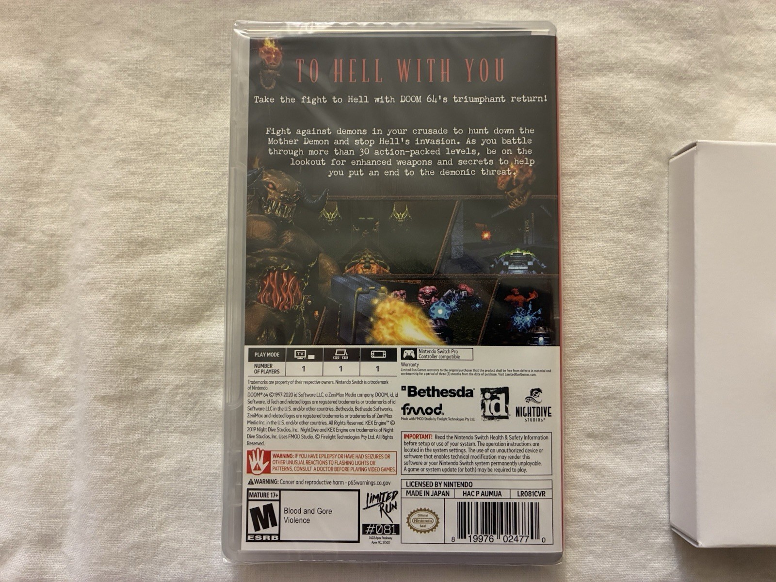 Doom 64 Limited Run No 81 (Nintendo Switch, 2021) OPENED Never played COMPLETE