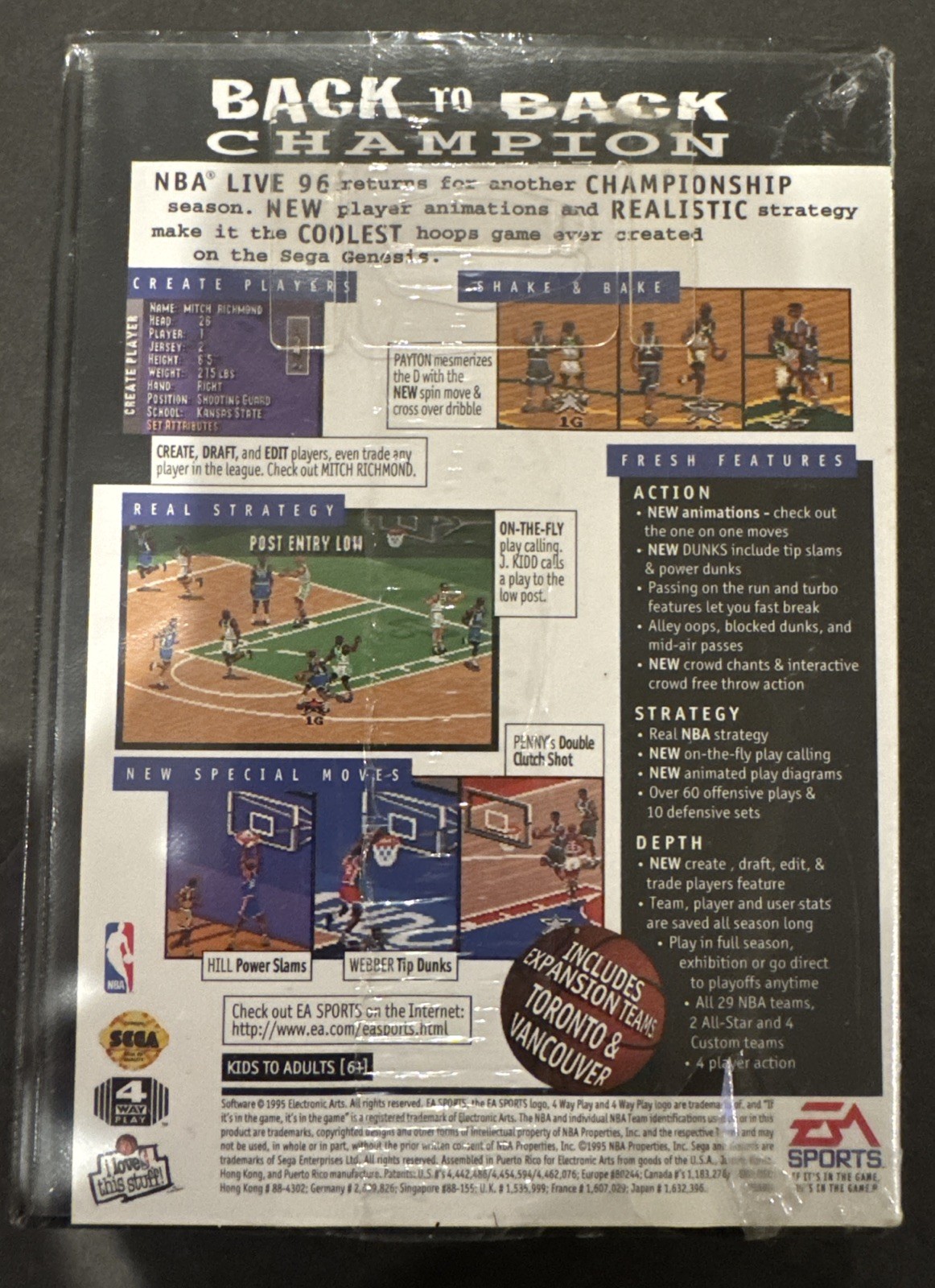 NBA Live 96 Basketball (Sega Genesis, 1995) Authentic Game Sealed New Complete !