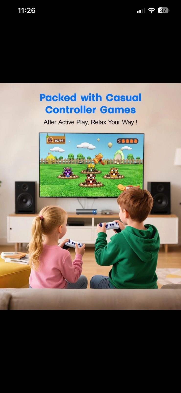AR Motion Gaming Console Plug & Play Video Game System for Kids & Family Fun