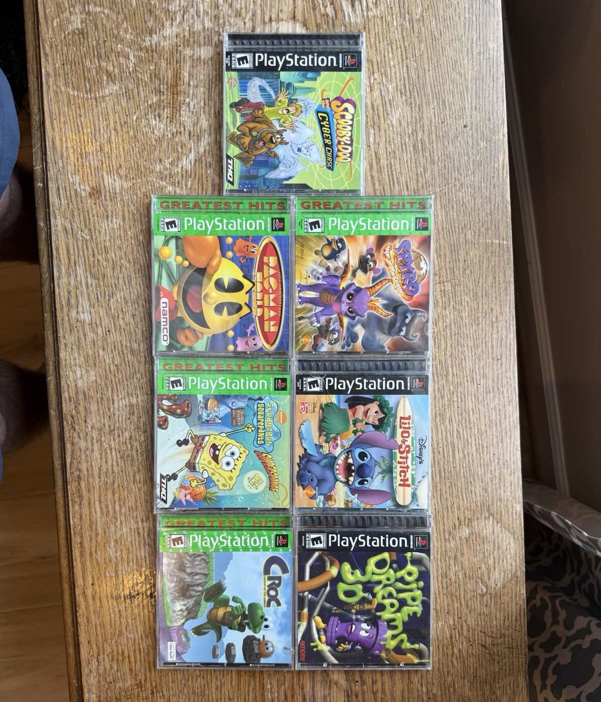 Sony PlayStation PS1 7 Game Lot w/ Cases: Pac-Man World, Lilo & Stitch, Spyro