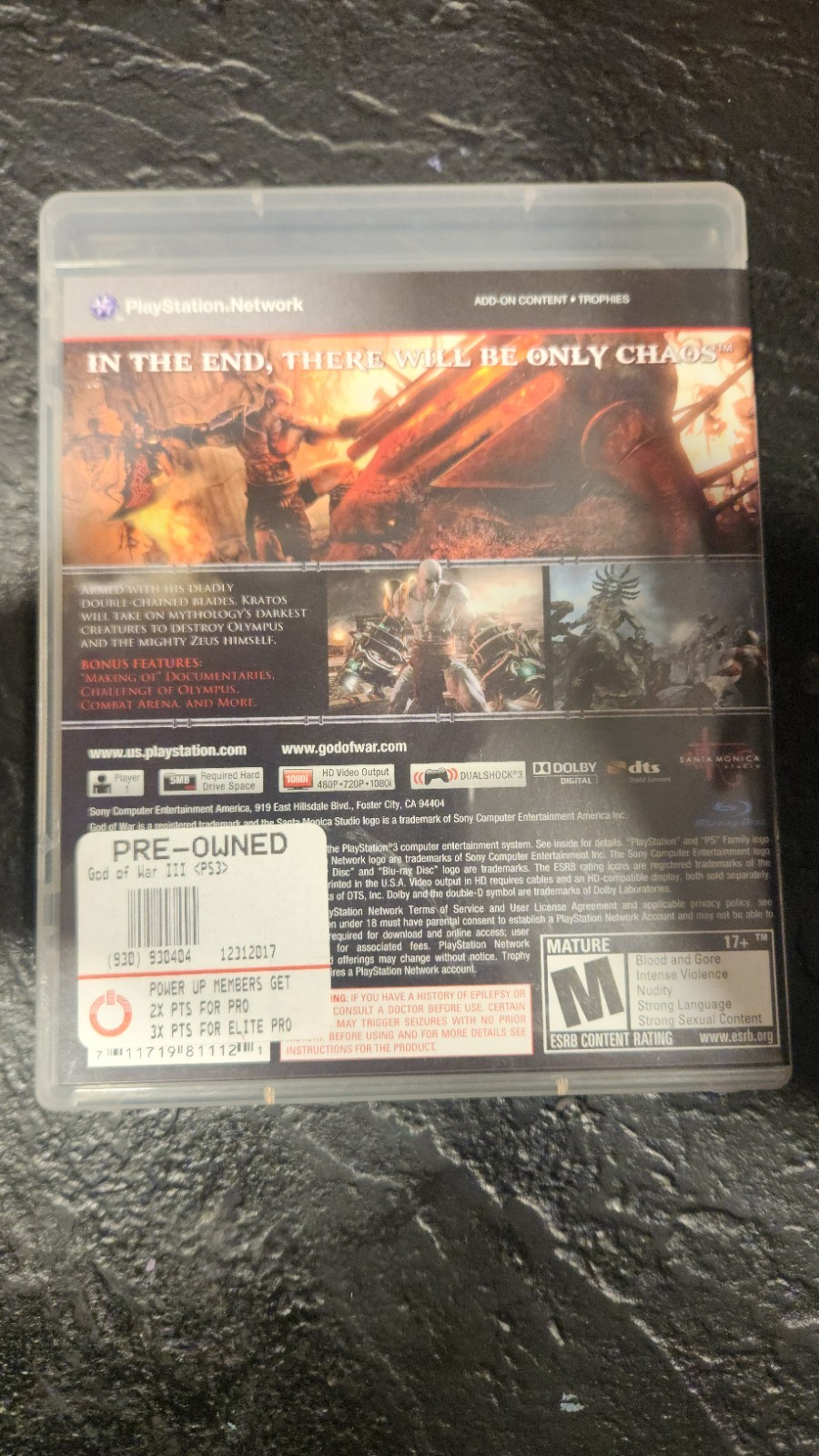 God of War III (Sony PlayStation 3, 2010) COMPLETE AND CLEAN