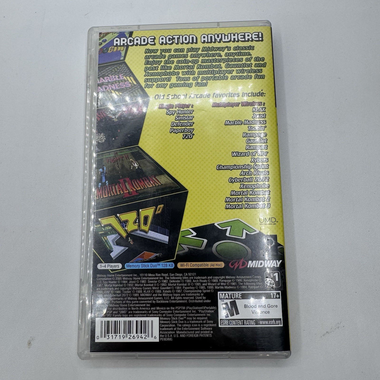 Midway Arcade Treasures Extended Play (Sony PSP 2005) Complete – Tested – Works
