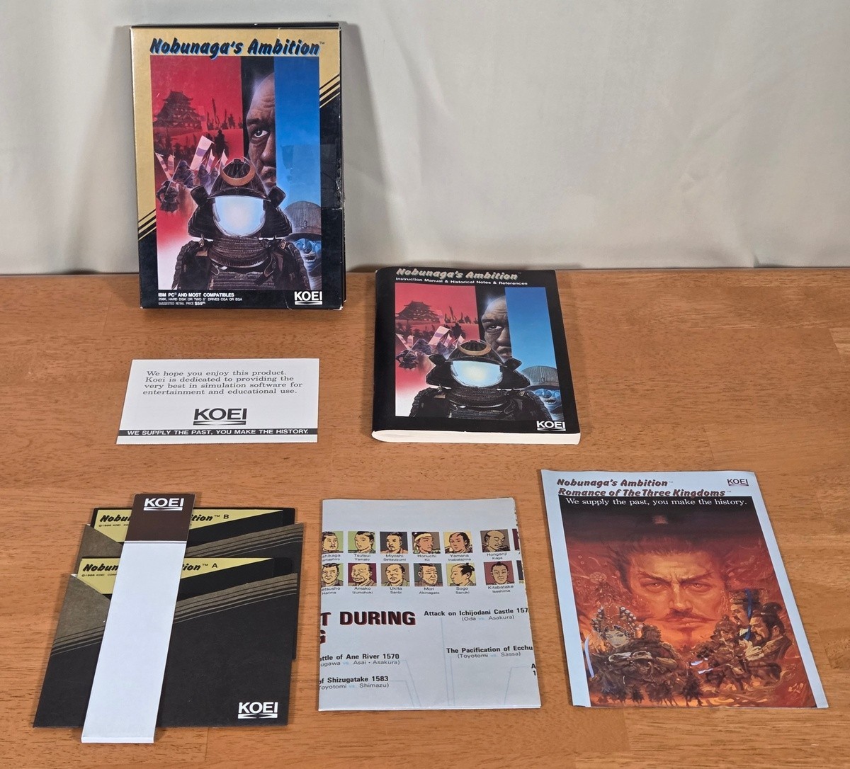 Nobunaga’s Ambition Koei 5.25″ IBM PC Big Box Game Complete 1988 Map Poster