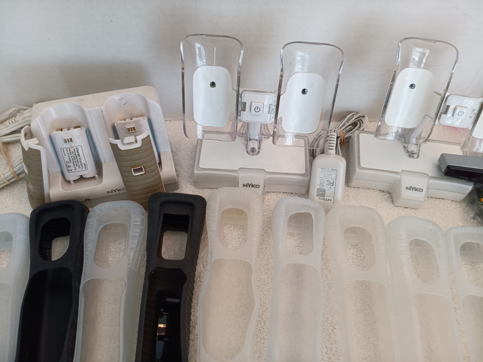 Lot of Nintendo Wii Accessories Chargers Wiimote Covers Steering Wheel Sports