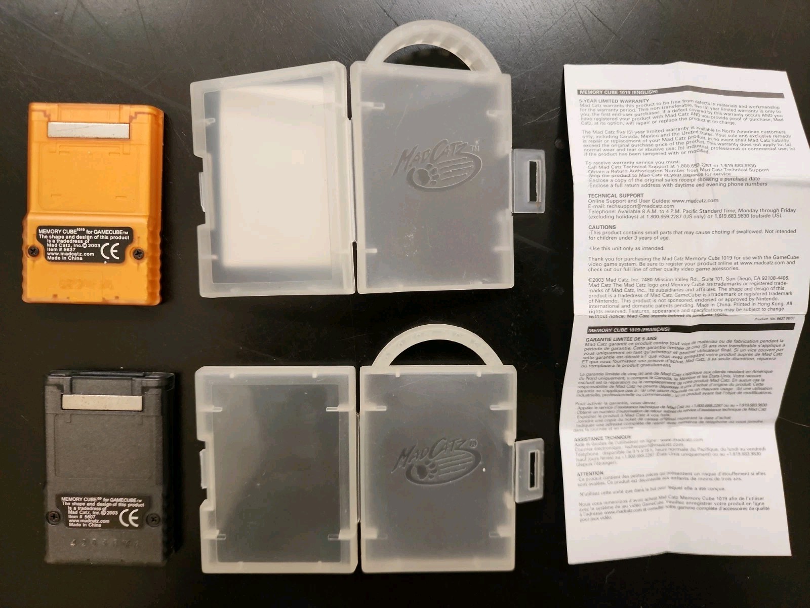 Gamecube Memory Cards – Orange 16x and Gray 1x Mad Catz Cube