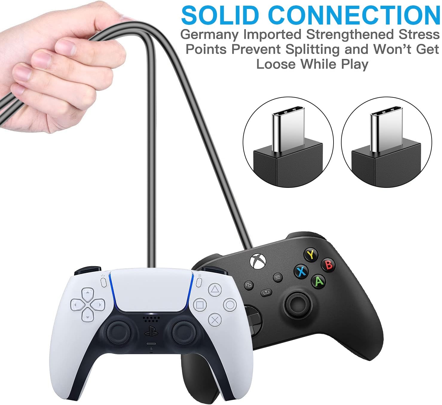 PS5 Controller Charger – 2 Pack 5FT OEM Original 3A Fast 5 feet, Black