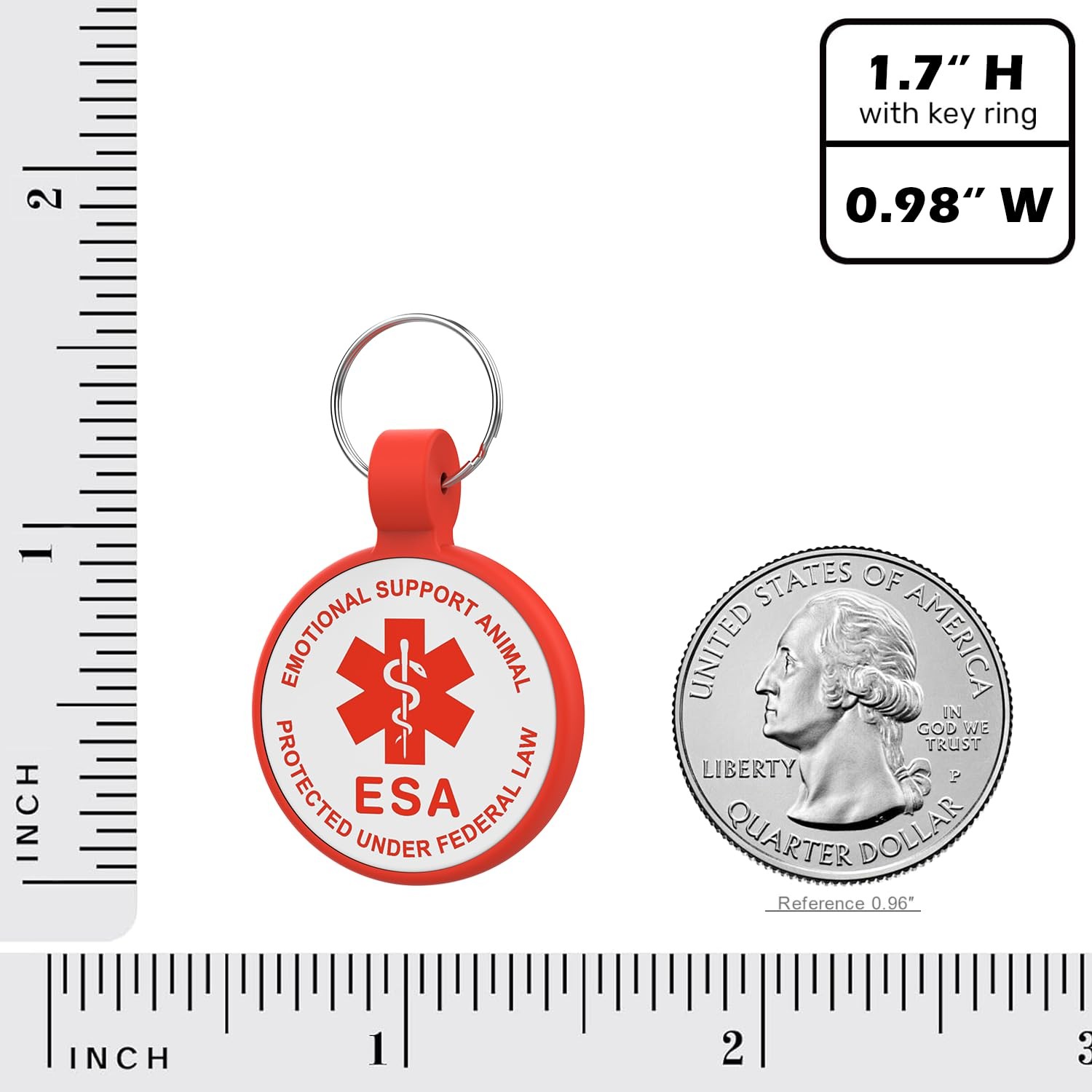 ESA Dog Tag, QR Code Modifiable Free Pet Online Profile, Small, Red