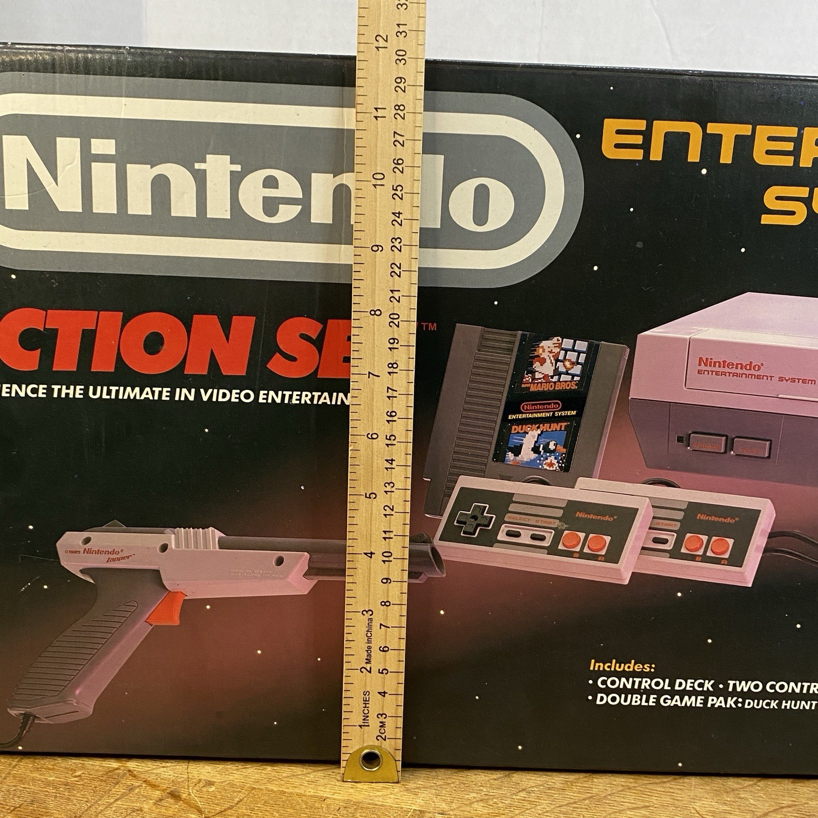 Nintendo NES Action Set – Box Only – Gray Zapper Version – Empty Box Vintage