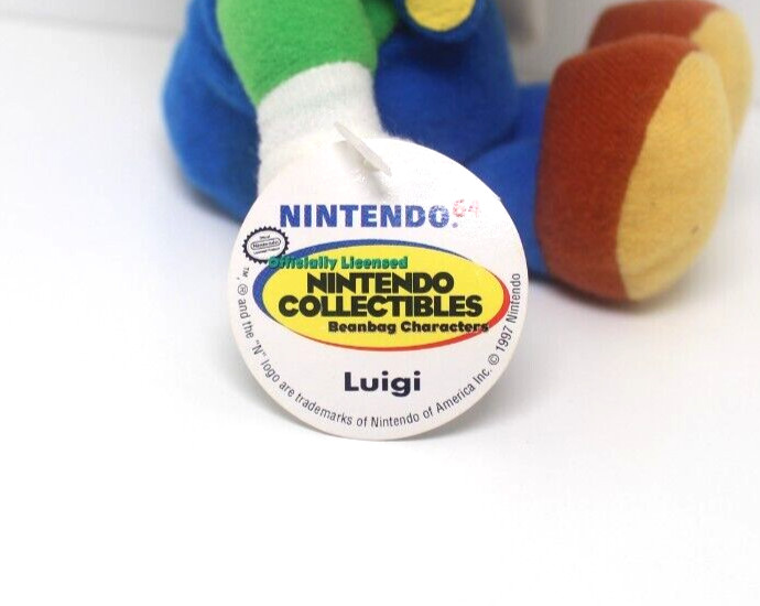 Vintage Nintendo 64 Luigi Beanbag Plush Doll + Hang & Tush Tag (BD&A, 1997)