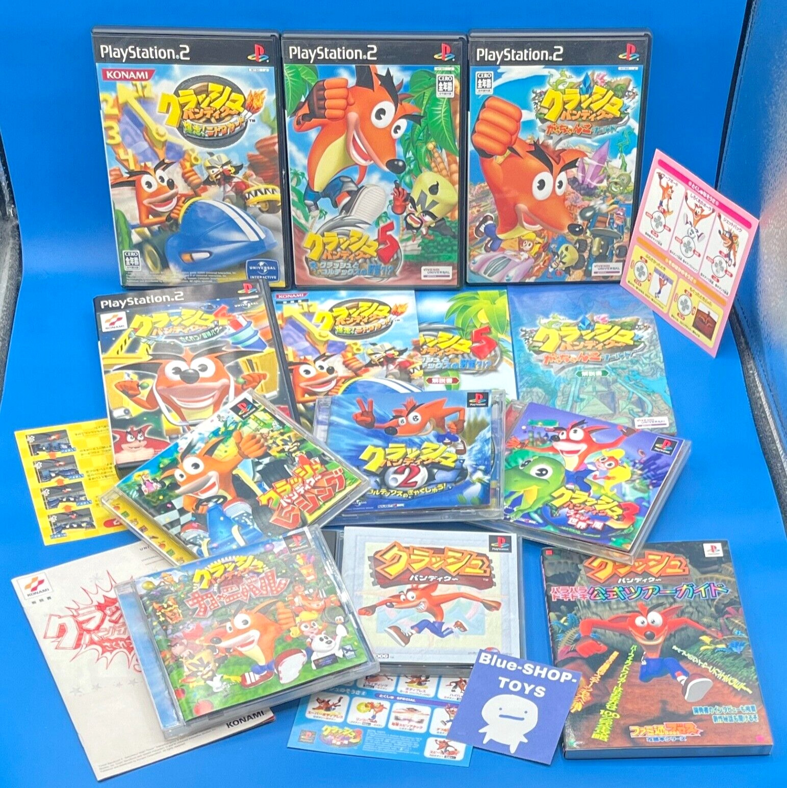 Lot 10 PS1 PS2 Crash Bandicoot 1 2 3 4 Carnival + BOOK Set Sony Playstation jp