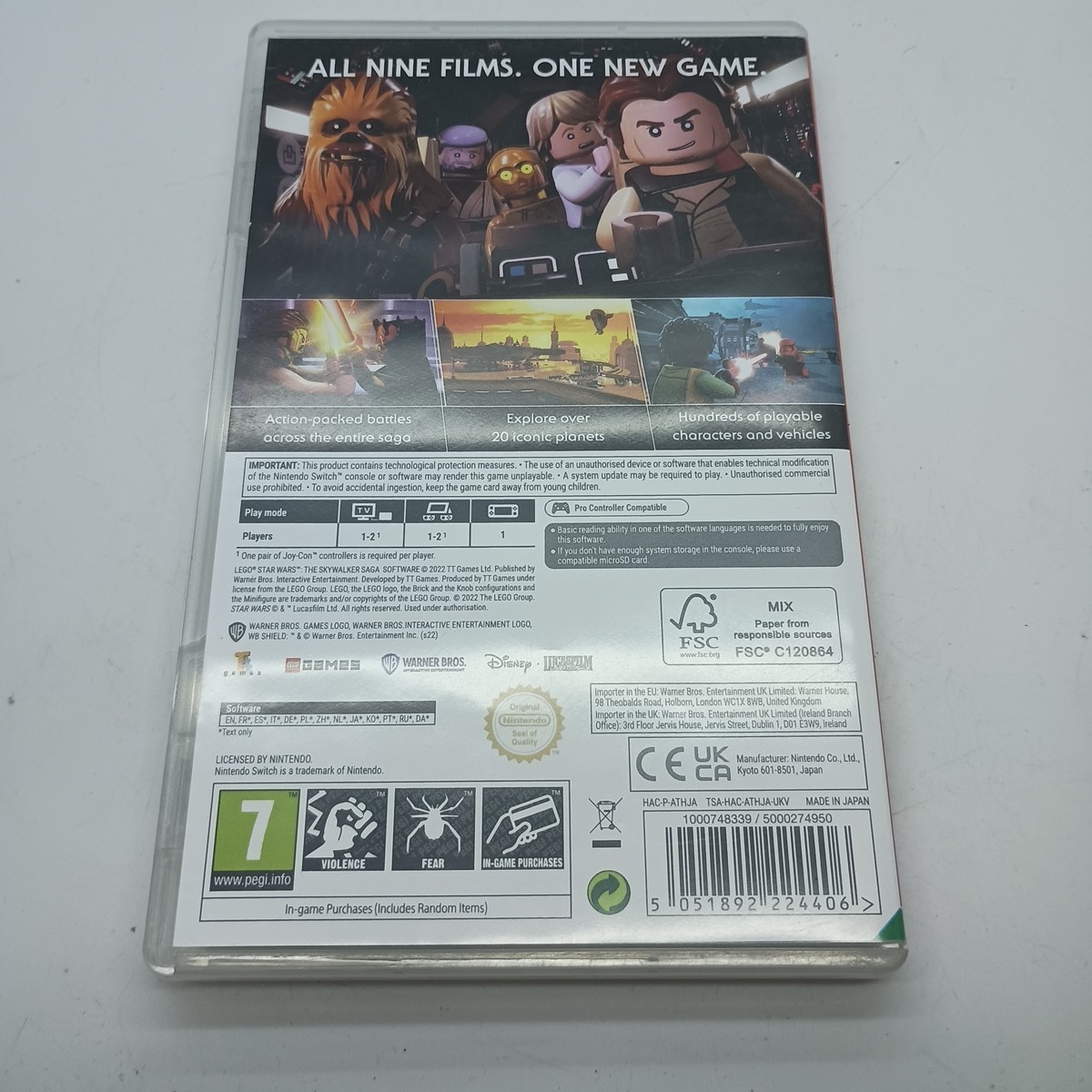 #F) Nintendo Switch Lego Star Wars The Skywalker Saga Case Only NO GAME Card