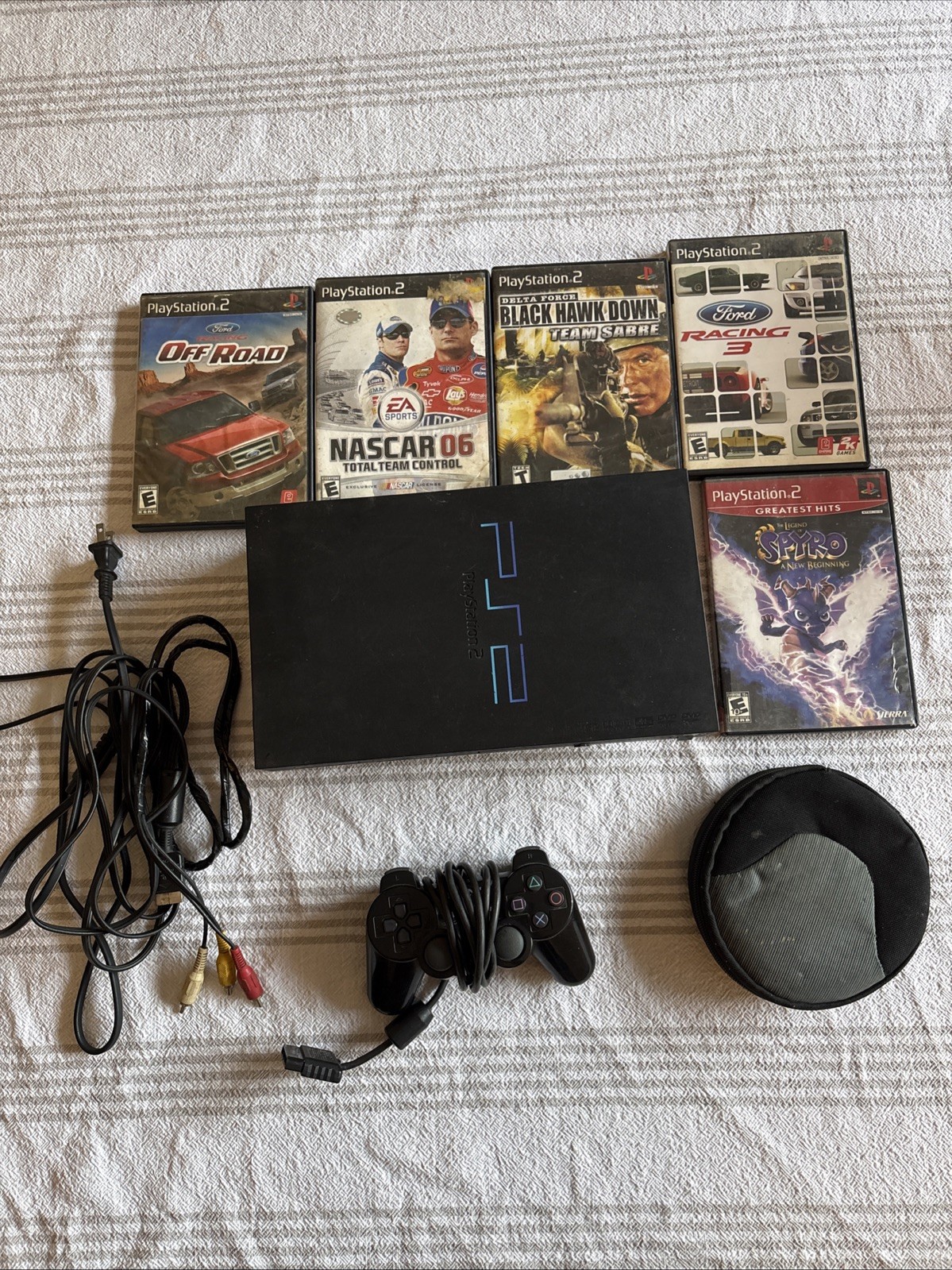 Sony PlayStation 2 PS2 Fat Console Bundle OEM Controller & 12 Games TESTED