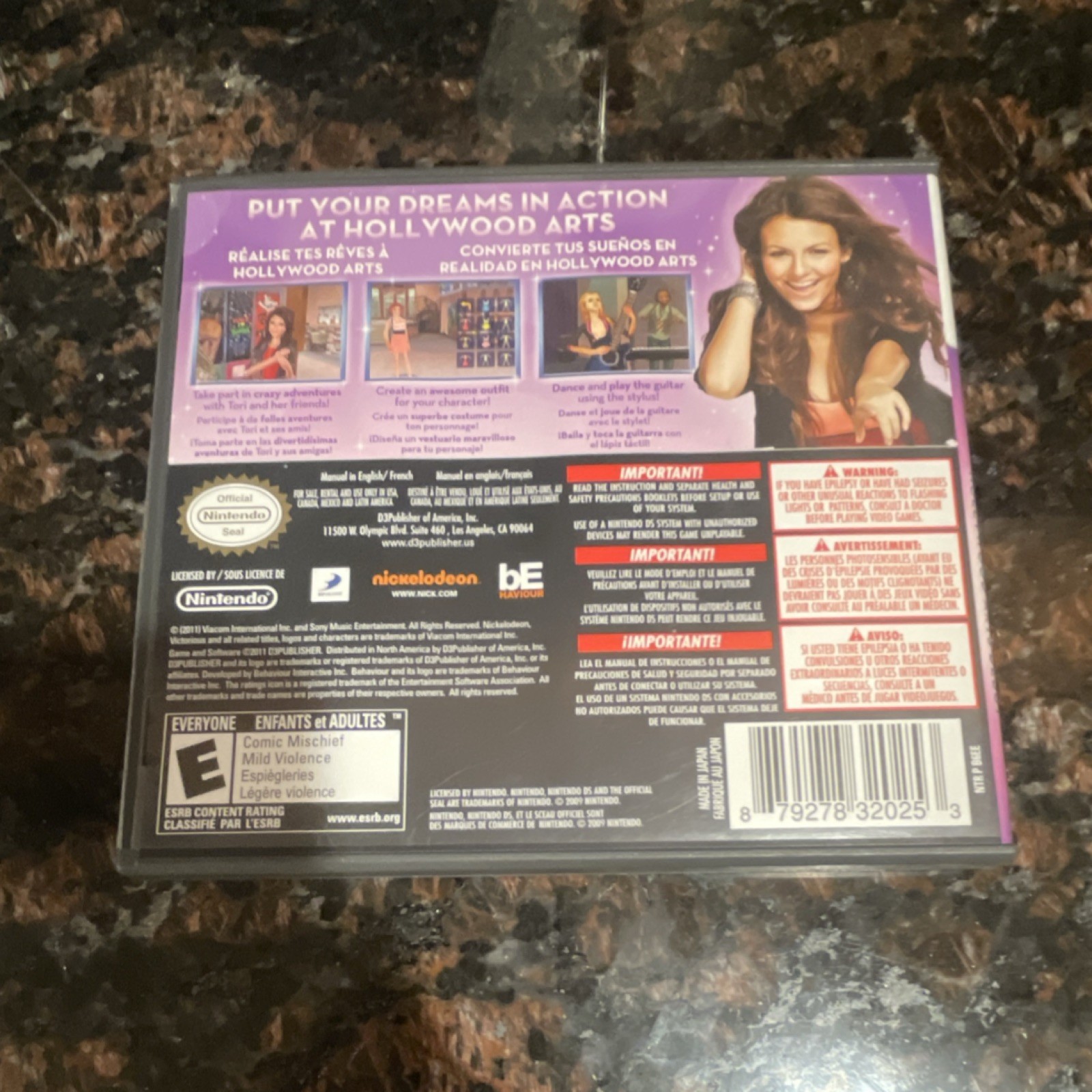 D3Publisher Victorious Hollywood Arts Debut Nintendo DS Action Game Manual