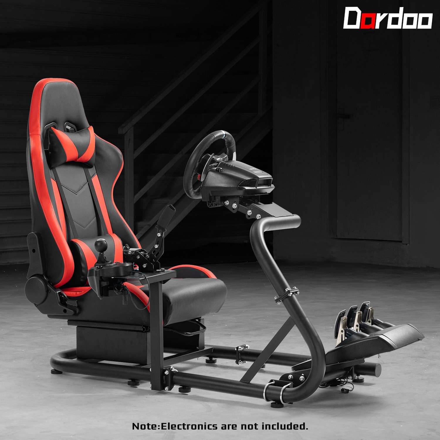 Dardoo Racing Sim Cockpit Semi Open With Seat & Triple TV Stand Fit For Logitech