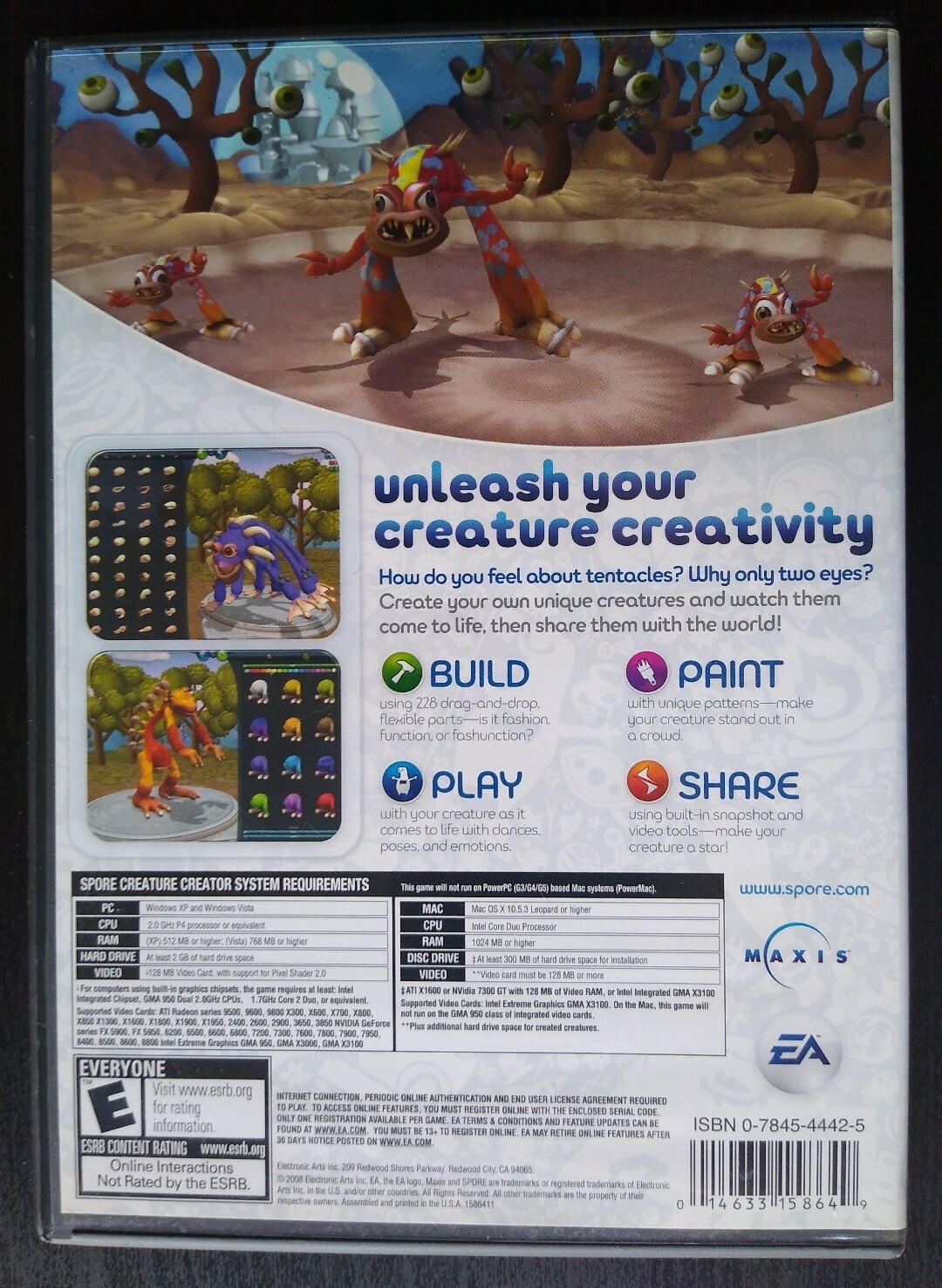 Spore Creature Creator PC CD-ROM Game Windows/Mac 2008 EA
