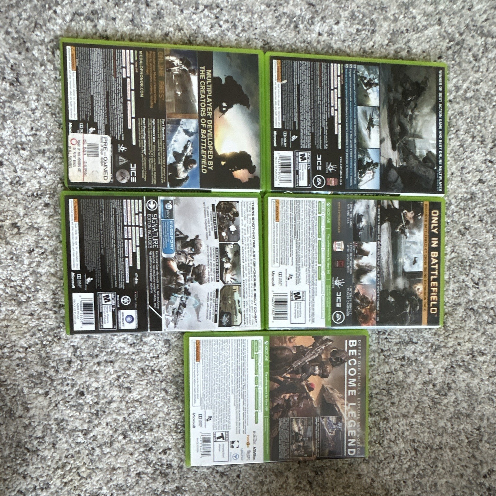 Microsoft Xbox 360 Shooter Game Lot (5) Battlefield 3/4 Destiny Medal of Honor