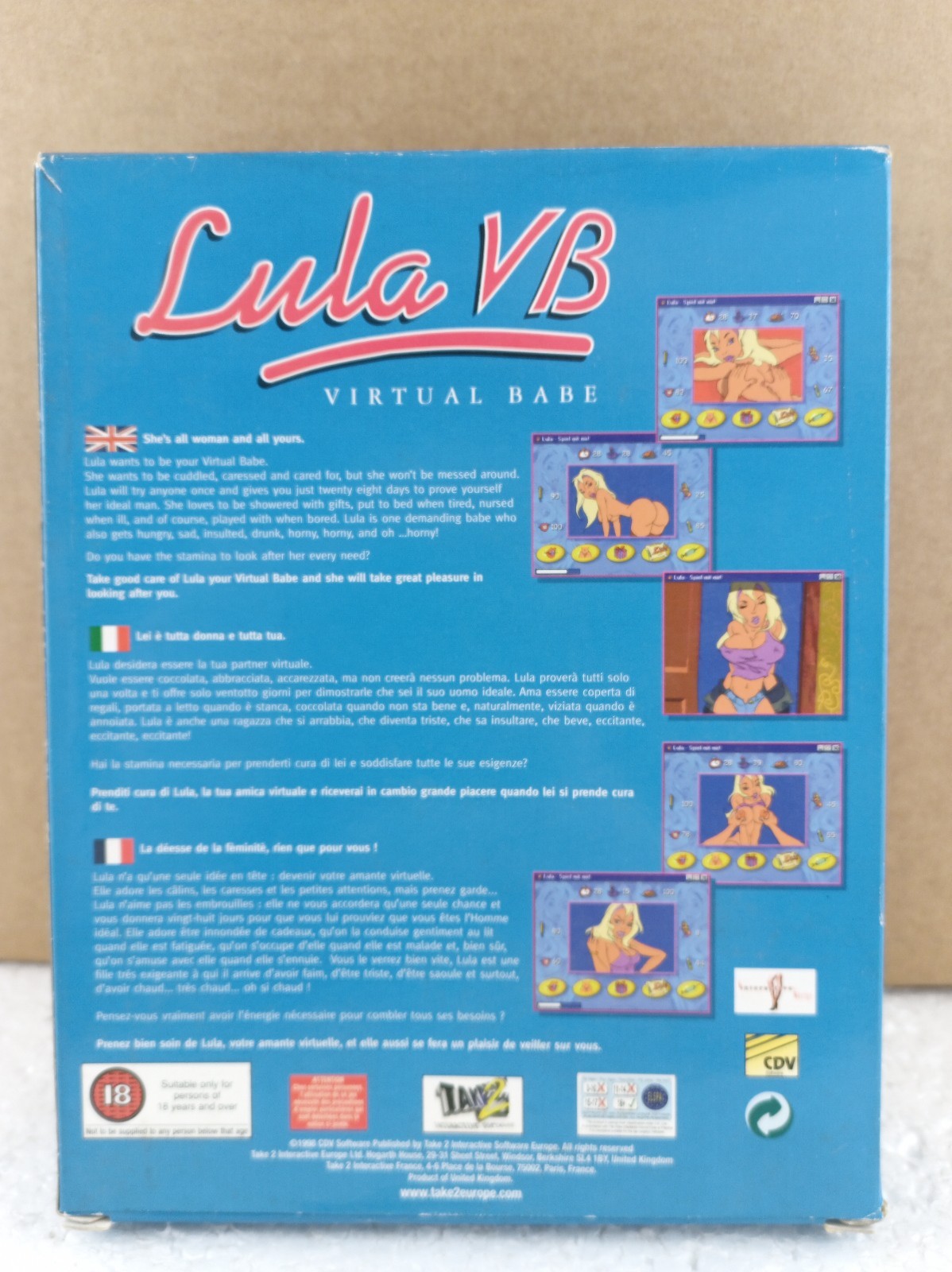Lula VB Virtual Babe PC CD-ROM Take 2 Interactive Big Box Retro Game NEW NOS