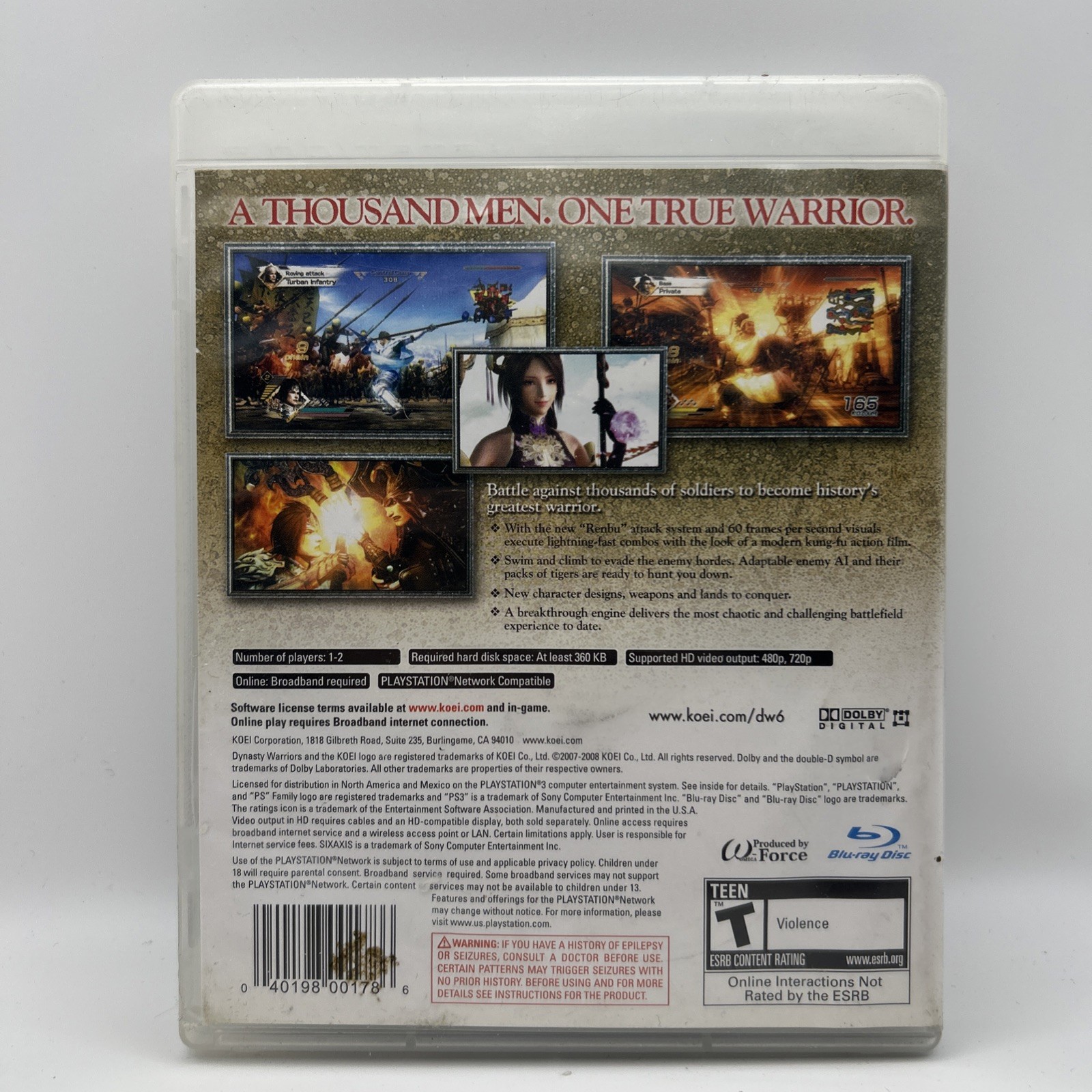 Dynasty Warriors 6 (Sony PlayStation 3, 2008) Complete Tested Working Free Ship