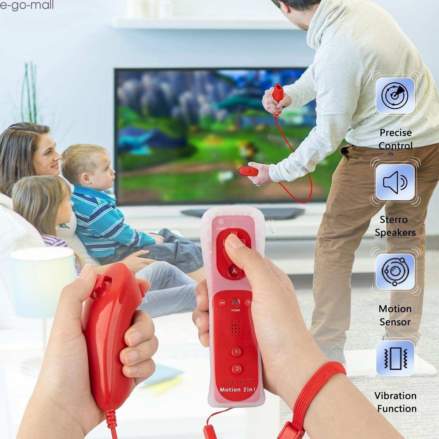 2 in 1 Motion Plus Wii Rmote Nunchuck Controller for Nintendo Wii/Wii U Game