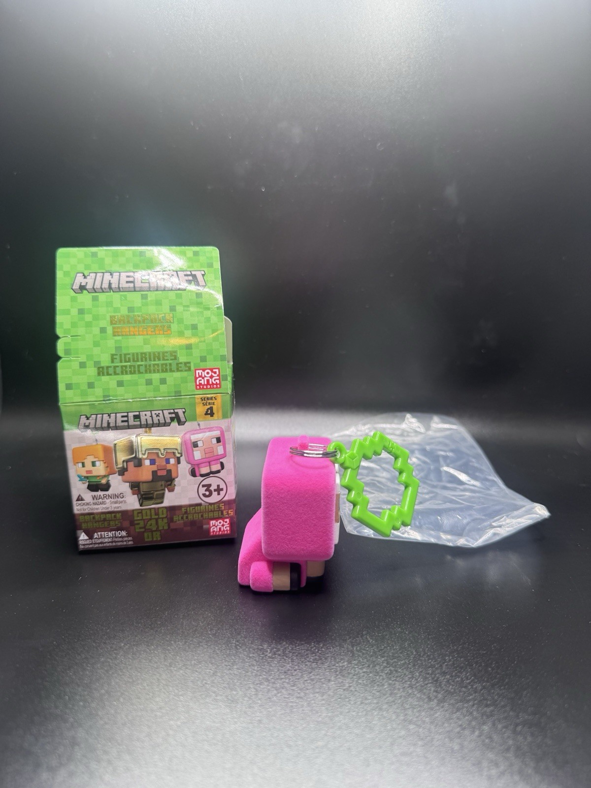 Minecraft FLOCKED PINK SHEEP Chase Backpack Hangers Series 4 Mojang RARE