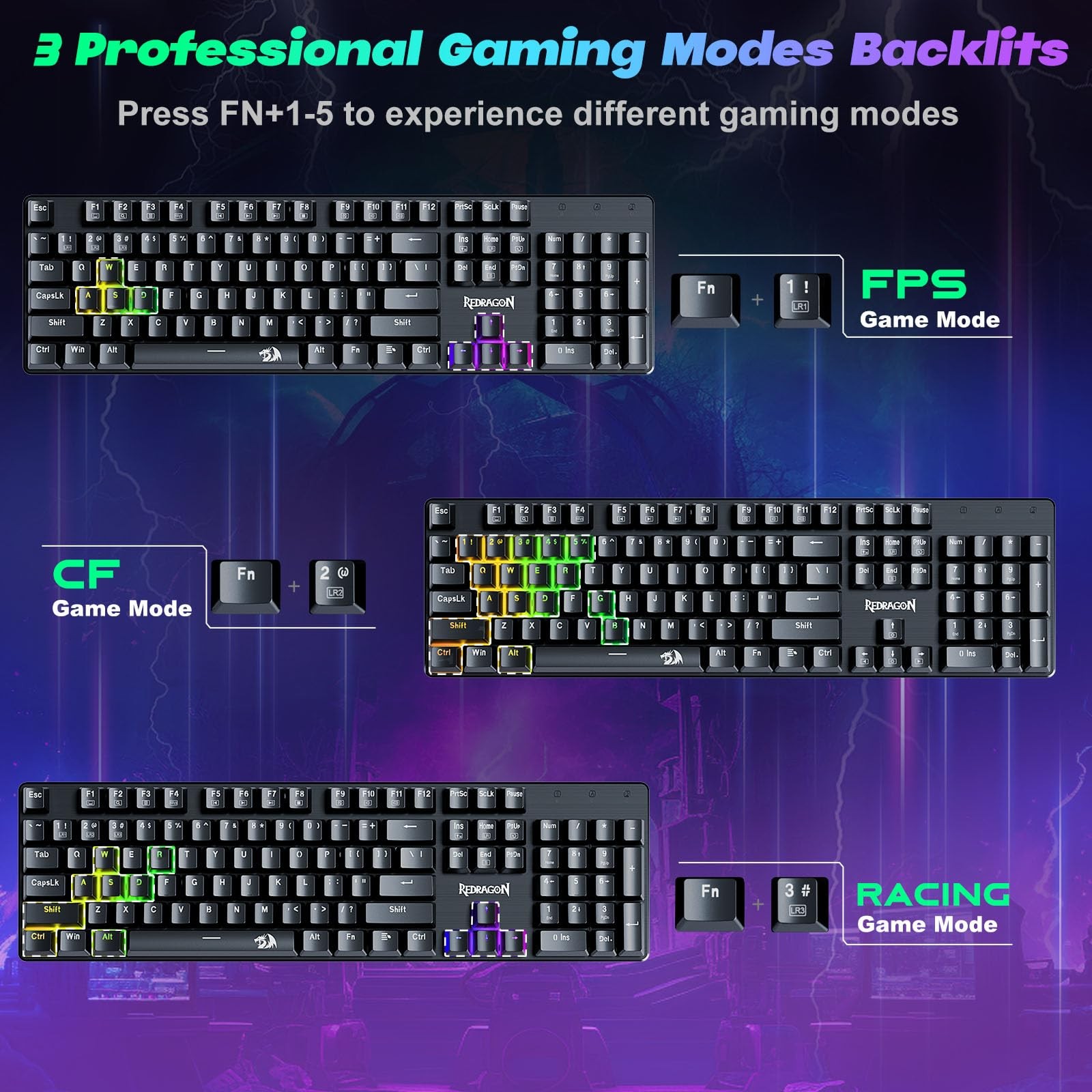 Redragon Mechanical Gaming Keyboard Wired 11 Programmable Backlit Modes