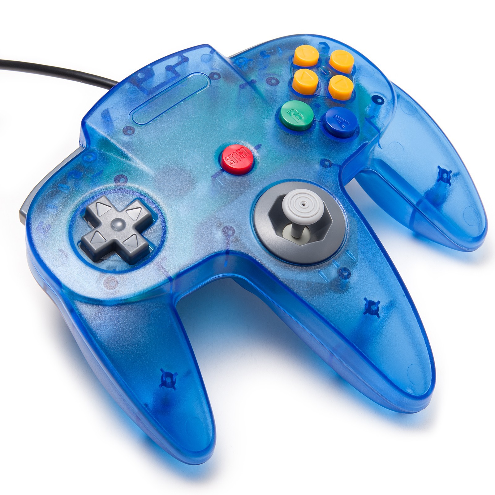 Classic N64 Wired Controller Joystick Remote for Nintendo N64 -Transparent Blue