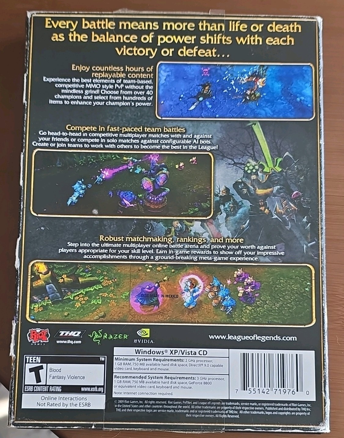 League of Legends Collector’s Pack (PC, 2009) PC Game w/ Map & Disc. No Manual