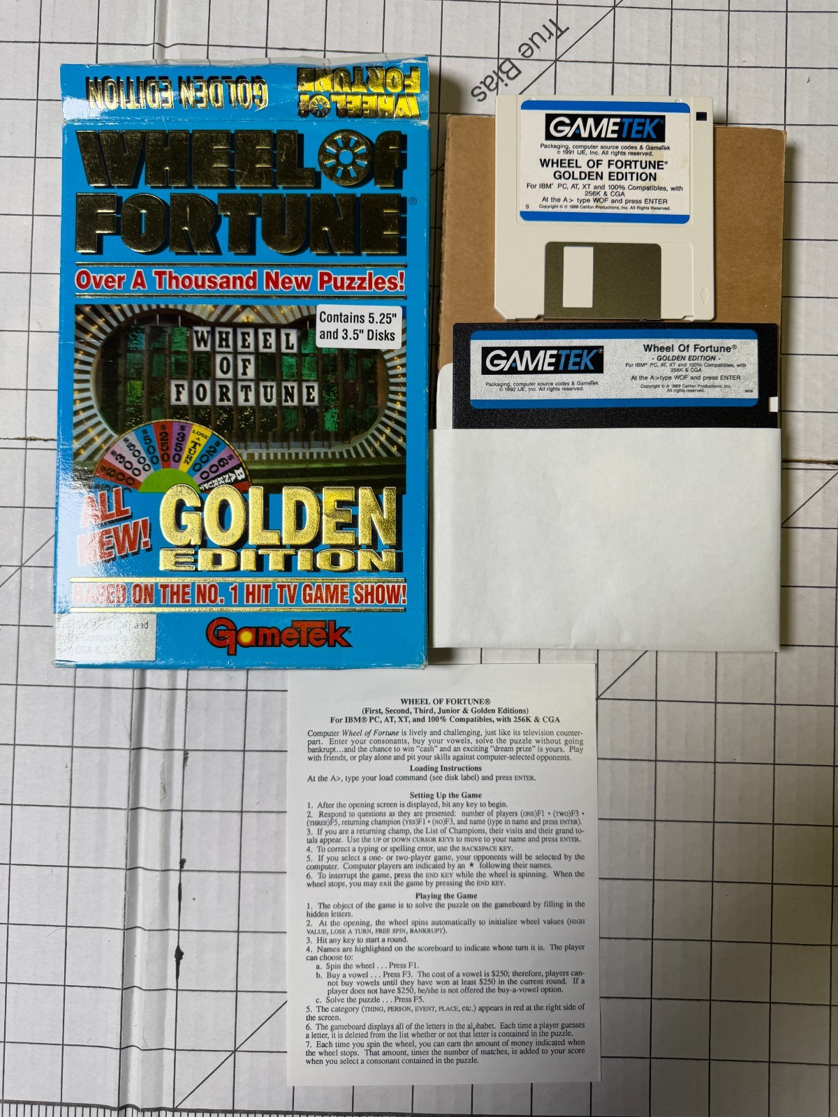Wheel of Fortune Golden Edition PC Game Big Box 3.5 & 5.25 Floppy Disk GameTek