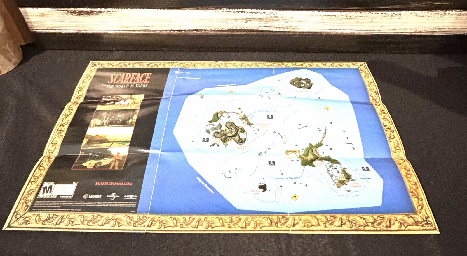 Scarface The World Is Yours PS2 Original Fold Out Map Poster Insert OEM Authen