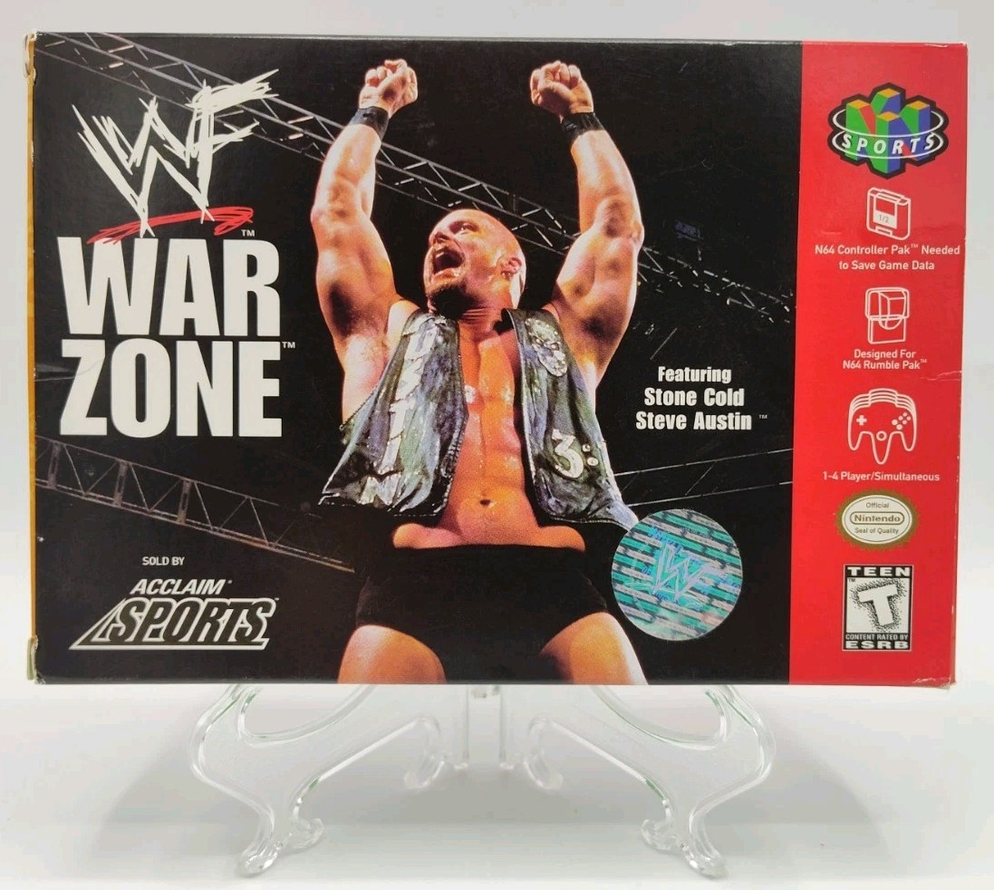 WWF War Zone (N64, 1998) *CIB + Case Protector + Strategy Guide* VINTAGE Tested!