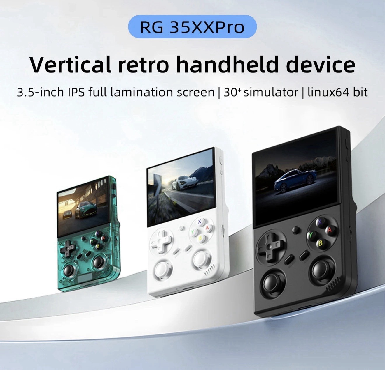 Anbernic RG35XX Pro-White|Fully Loaded 64GB Knulli Gladiator II|Power On & Play