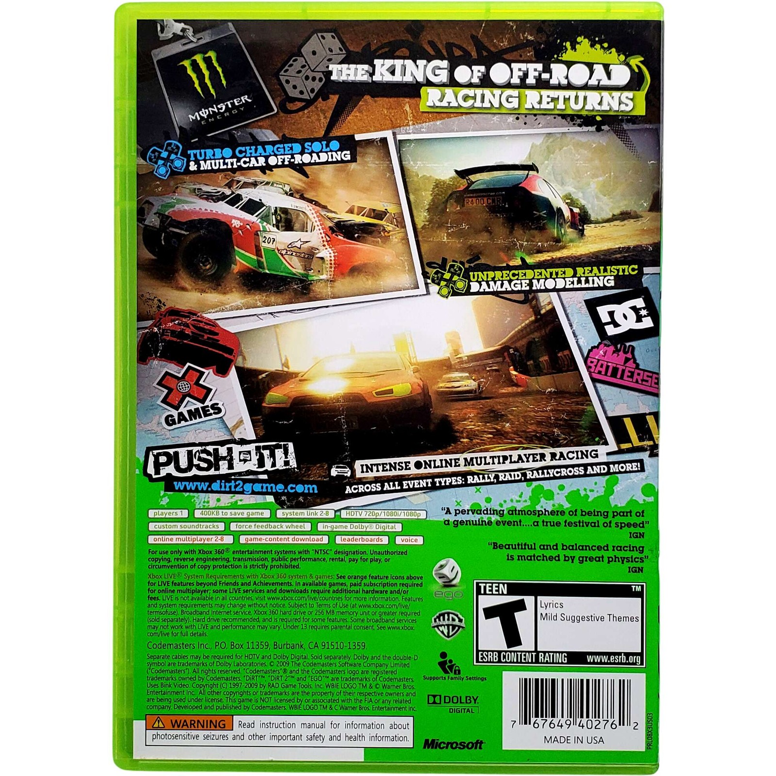 Dirt 2 – Microsoft Xbox 360 Tested 1Y Guarantee