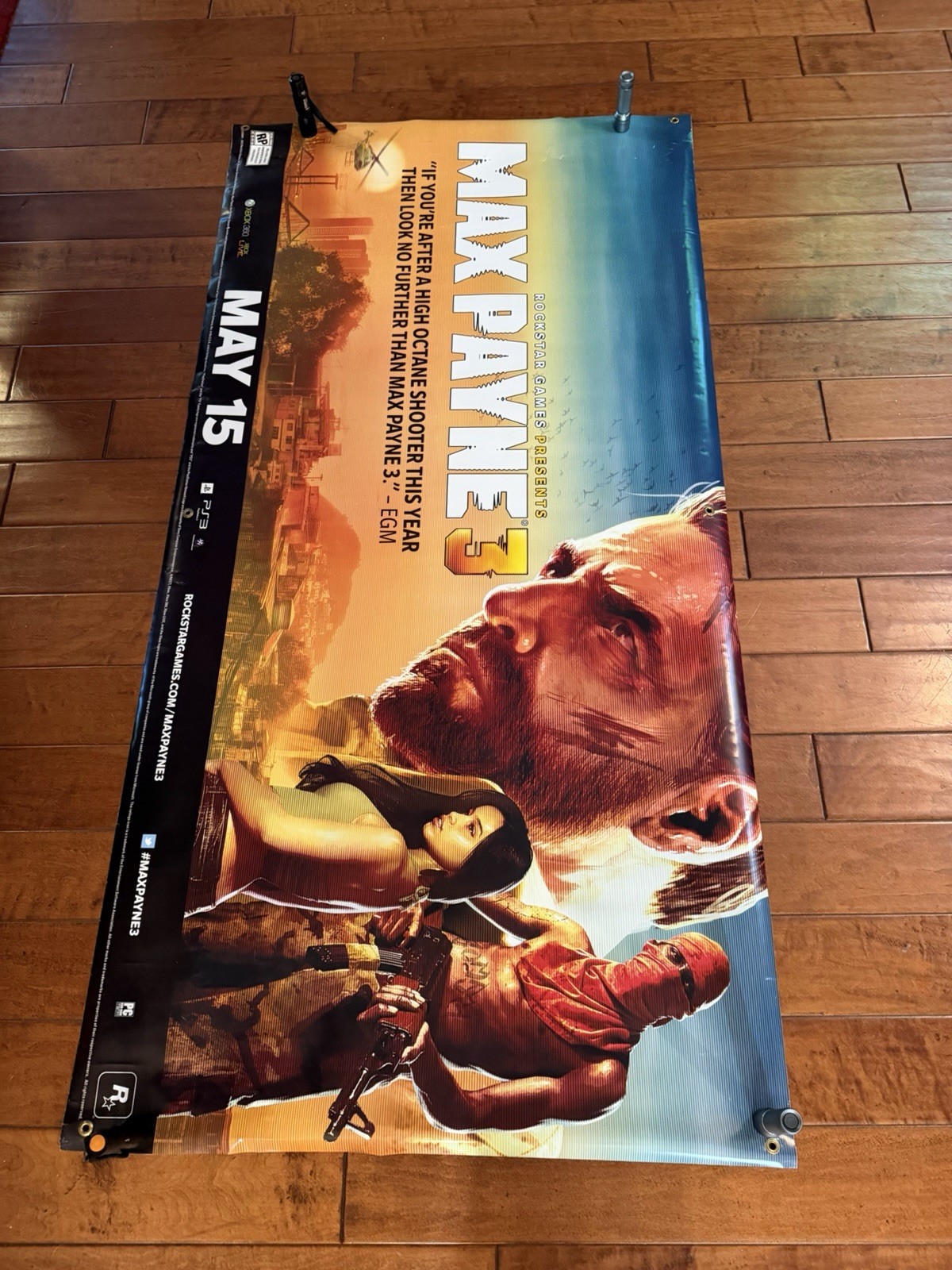 Max Payne 3 Promo Display Vinyl Banner LARGE 36″ X 70″ Store Display Double Side