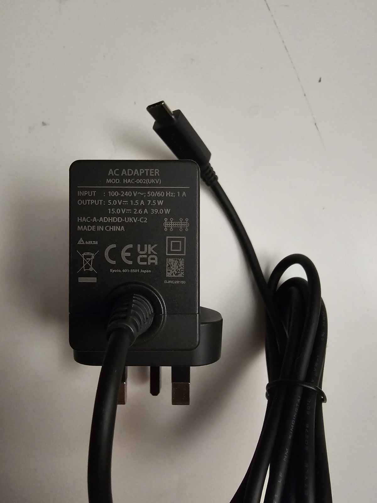 Original OEM Nintendo HAC-002 UKV AC Power Adapter Charger Nintendo Switch UK