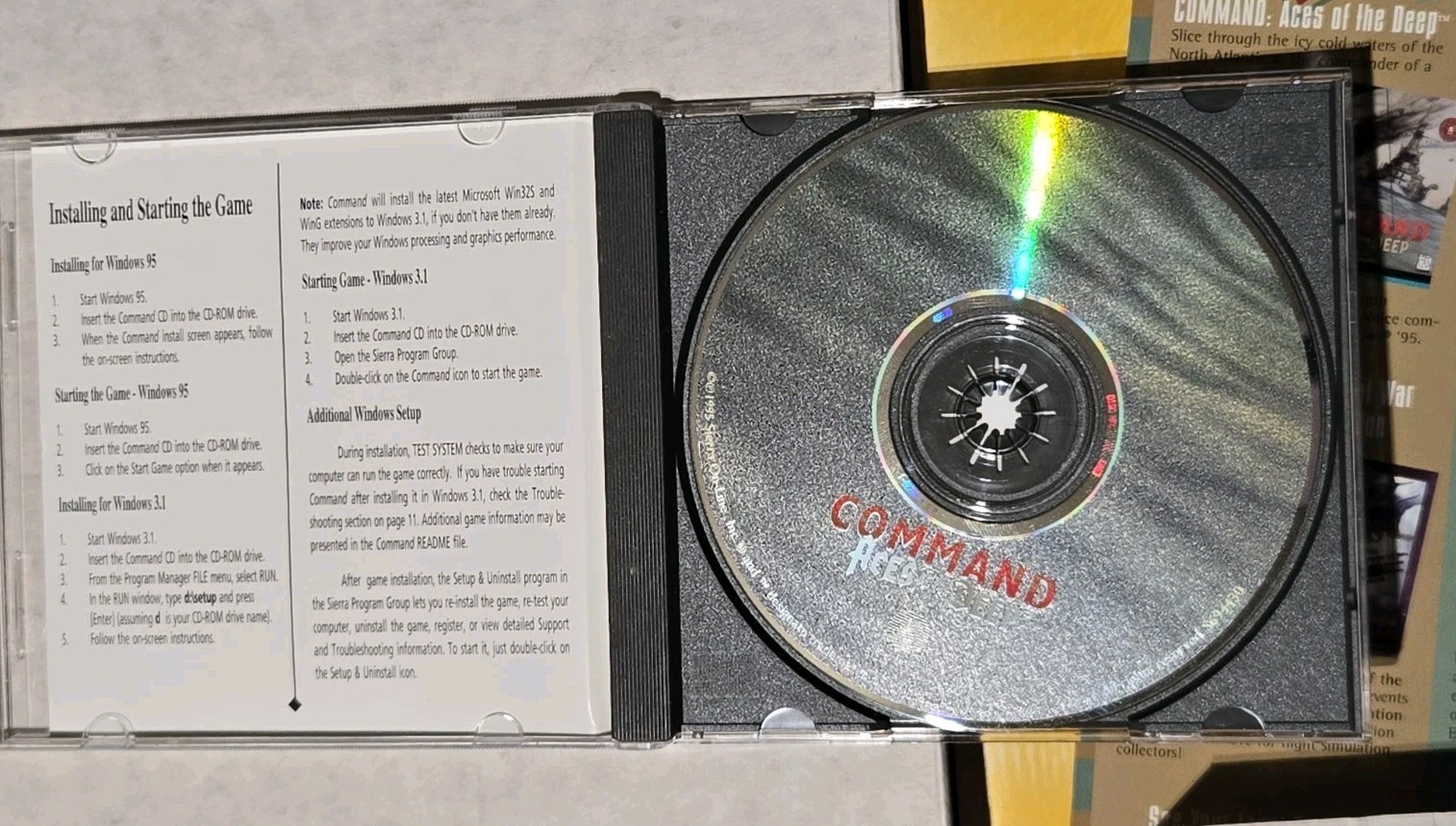 1995 Command Aces of the Deep Big Box PC CIB + Expansion Pack (Manual Only)