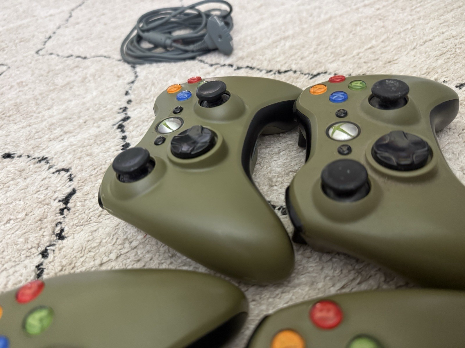 OEM Lot of Four Xbox 360 Halo 3 Special Edition Olive Green Wireless Controllers