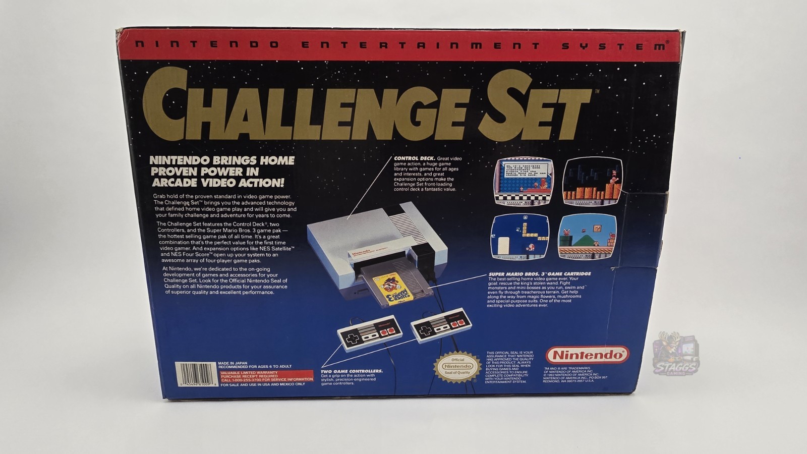 CIB Nintendo NES Console Challenge Set w/Super Mario 3 NFR Label, Tested/Work